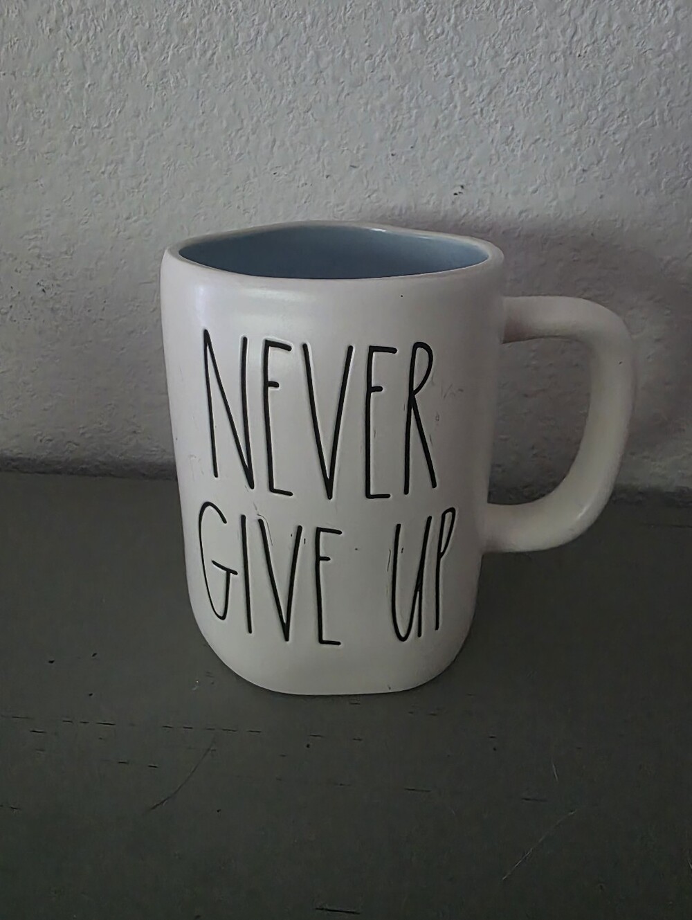 Rae Dunn "NEVER GIVE UP" Artisan Collection Coffee Mug